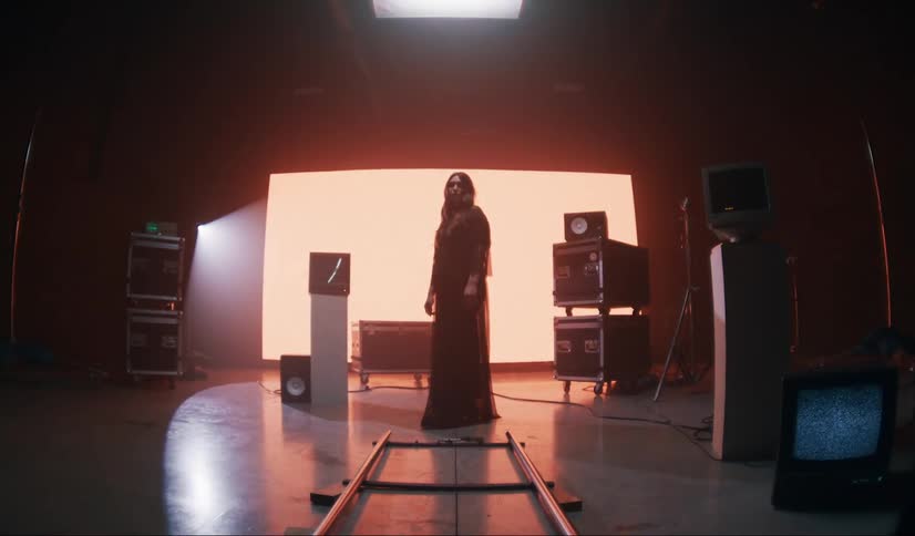 A woman is posing in the studio