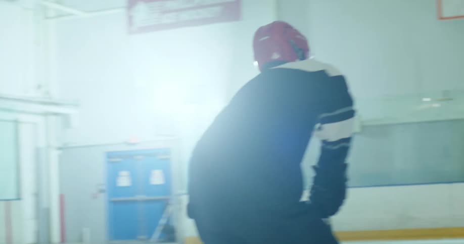 Hockey players compete on the rink