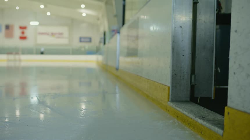 Hockey players entering the rink