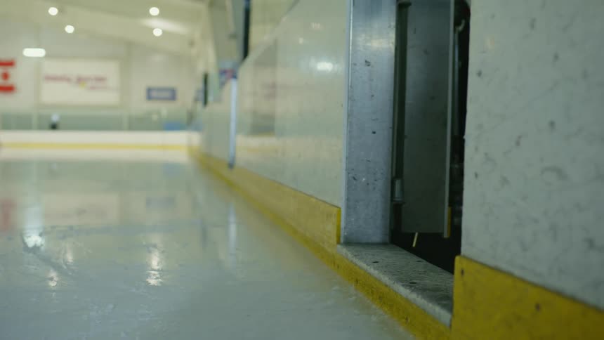 Hockey players entering the rink in full gear