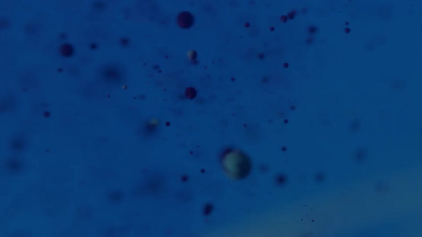 Blue bubbles move around in the blue water