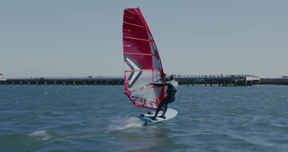 An Olympic windsurfer trains for the race