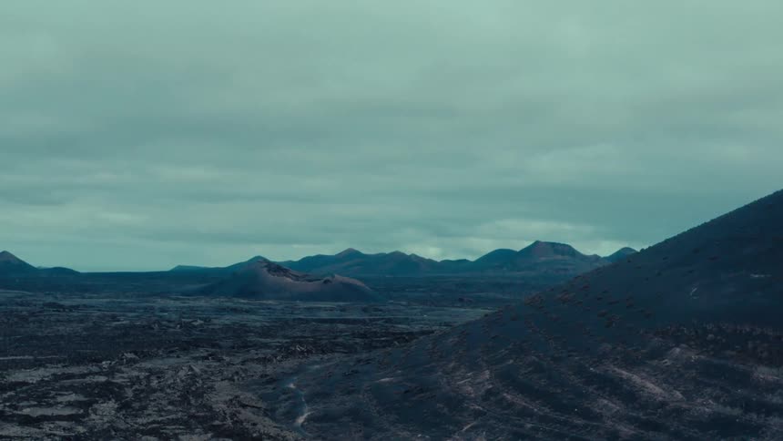 Aerial view of a volcanic landscape