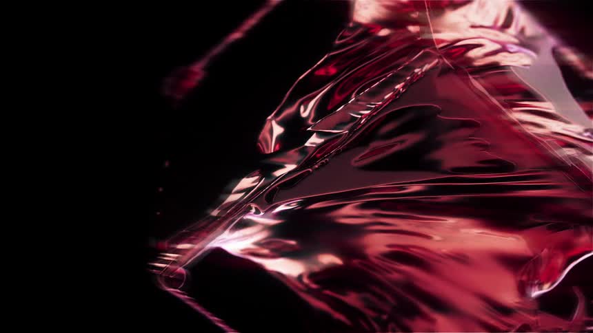 Abstract reddish ice cube in circular motion on a black background