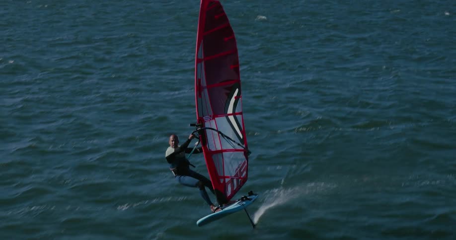 An Olympic hydrofoil windsurfer trains