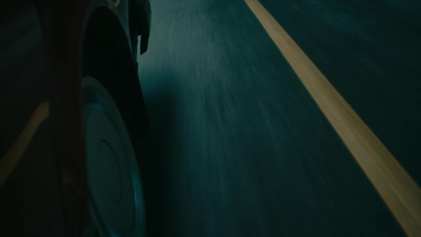 A car drives on the road
