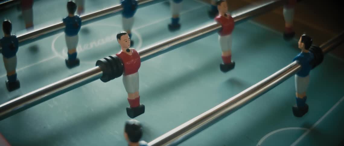 The fooseball table is not in use