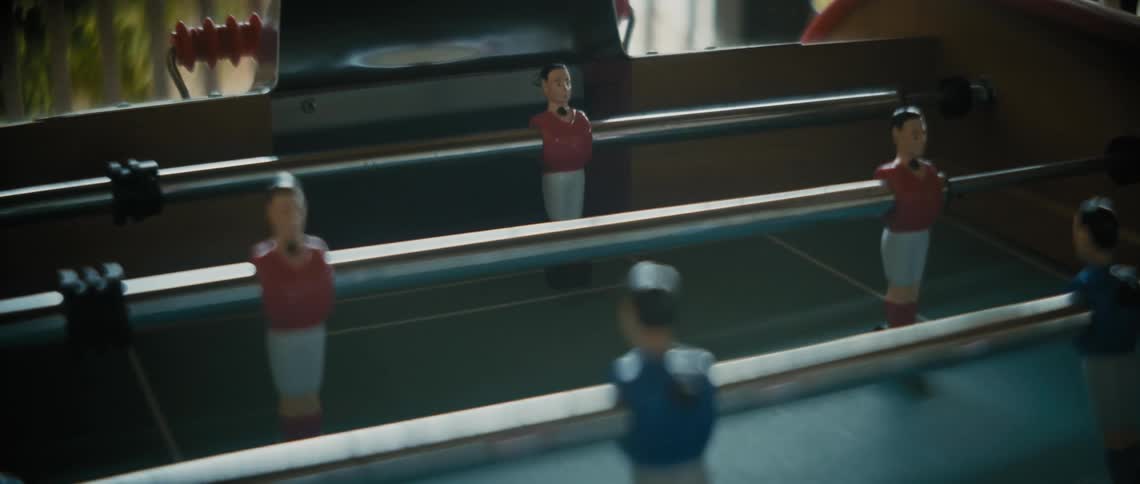 Closeup on a foosball table