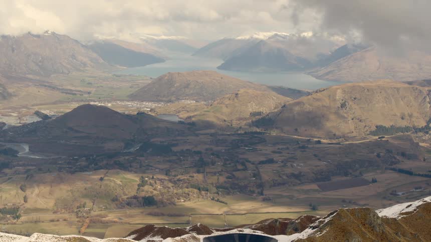 An aerial view of Dalefield in Queenstown from above Coronet Peak