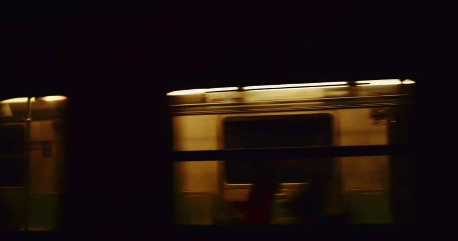 A train passes by in the subway