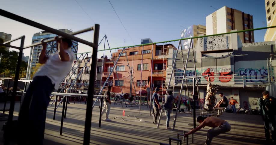 A clip of an exercise court