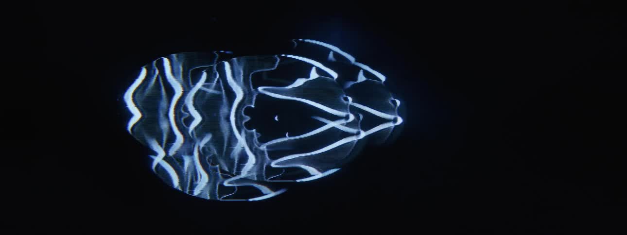 Abstract electronic light design in motion against a black background
