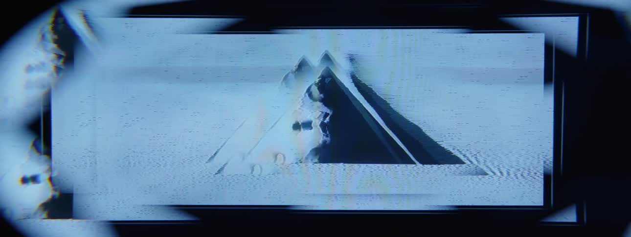 Static distorts dark triangles within pale rectangles
