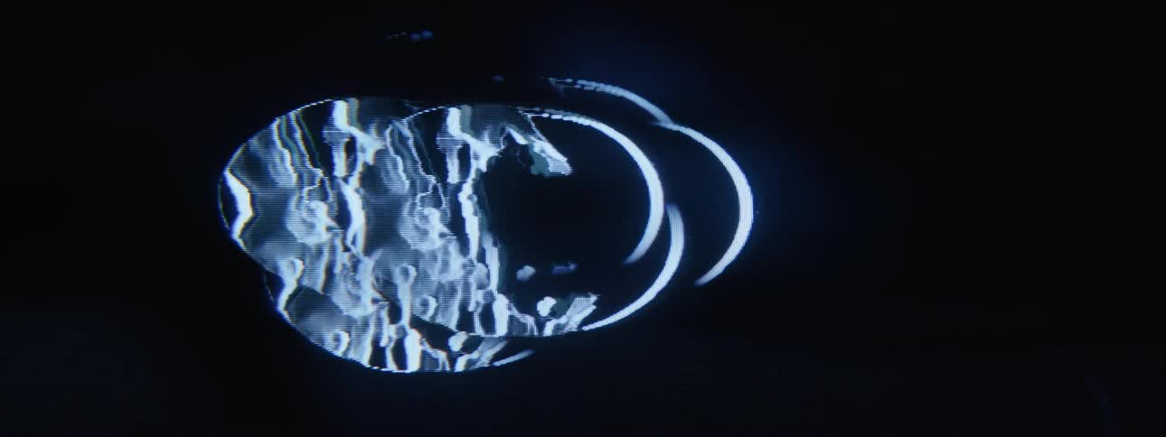 Abstract holographic projection of lights on a dark background