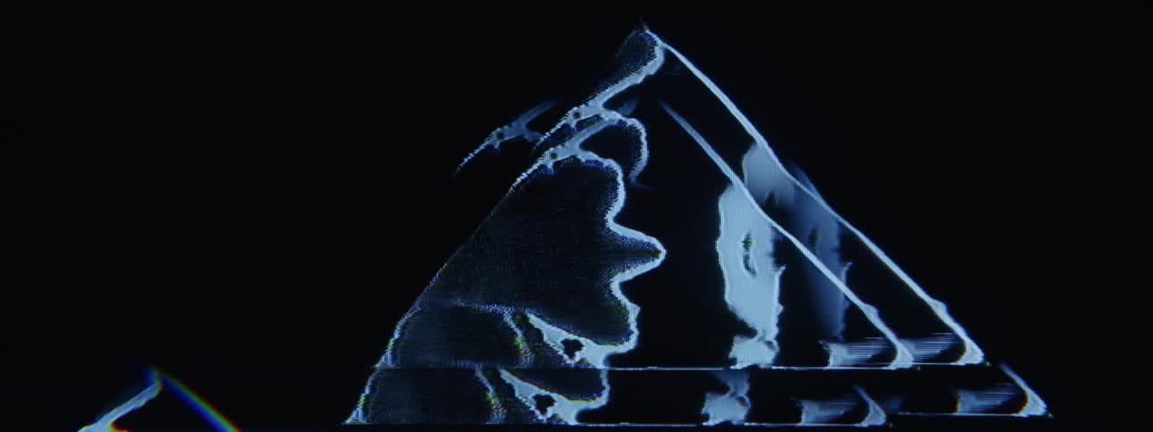 Abstract triangular projection on a black background