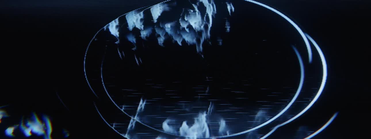 Abstract circular projection in motion and on a black background