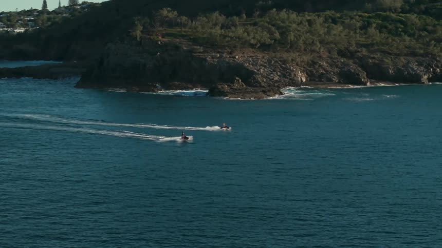 A footage of two jet ski sailing on the ocean