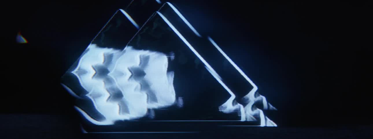 A clip of an abstract metallic pyramid