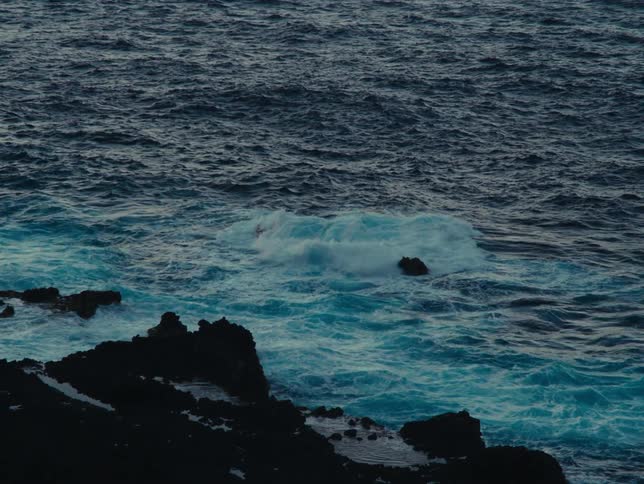 Ocean waves crashing against the rocks of a coastline