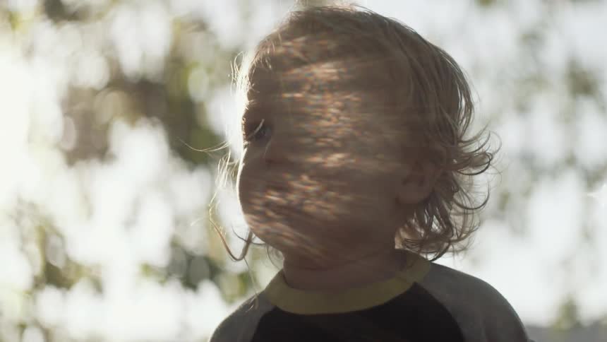 Toddler looks in awe