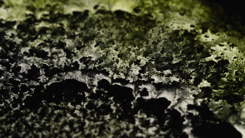 Yellow and black substances expand outward