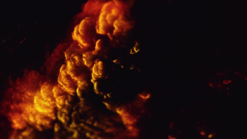 Dense abstract smoke in abstract motion against a black background