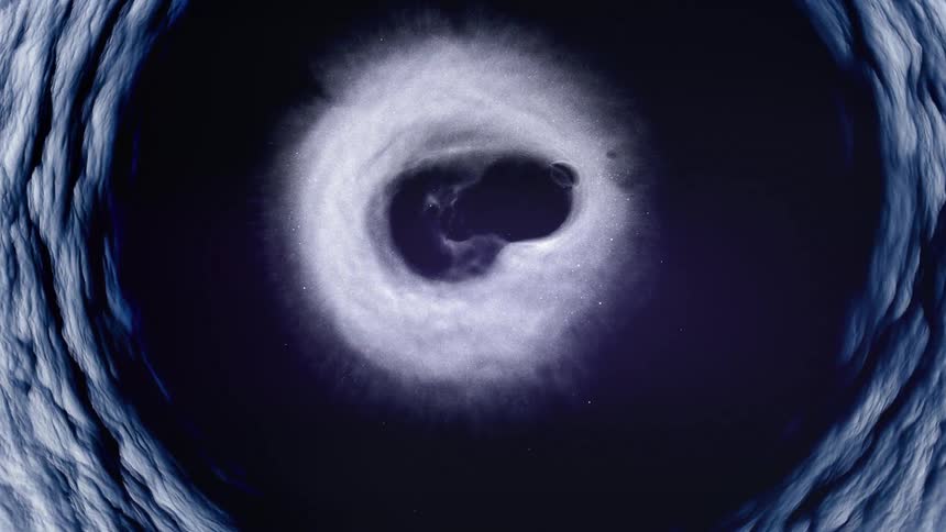 Dense abstract fluid expanding from a shiny black background