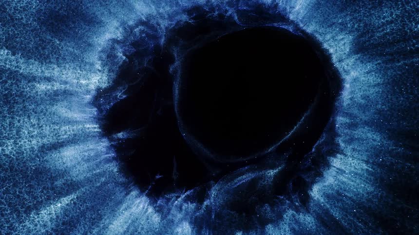 Bright blue dust a black hole in the middle