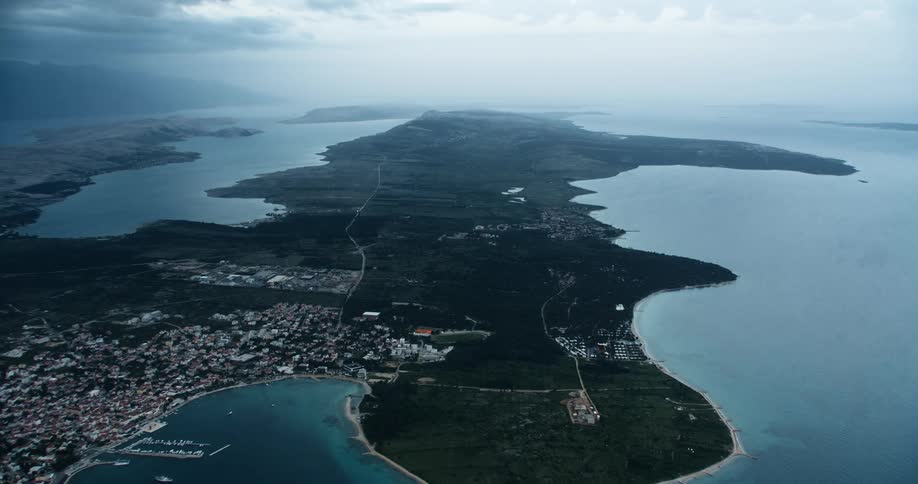 Aerial view of a large peninsula