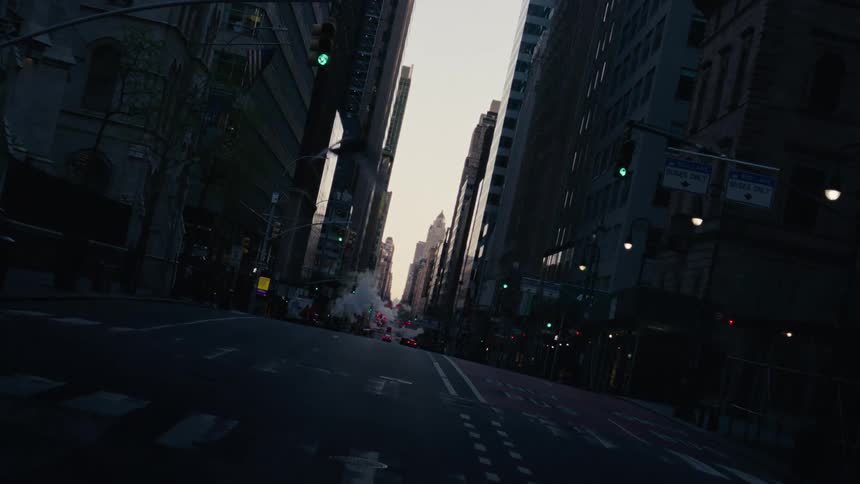 Street of a metropolis with buildings around it one morning