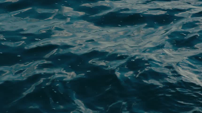 The blue water is rough