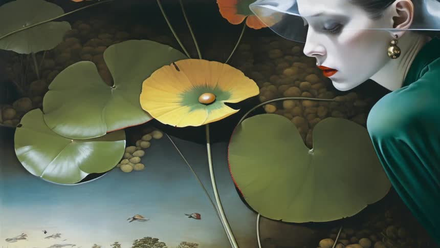 The digital artwork is of a woman and fruit