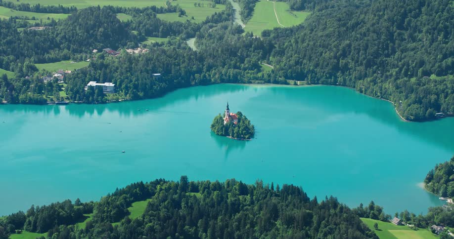 A church on a river islet