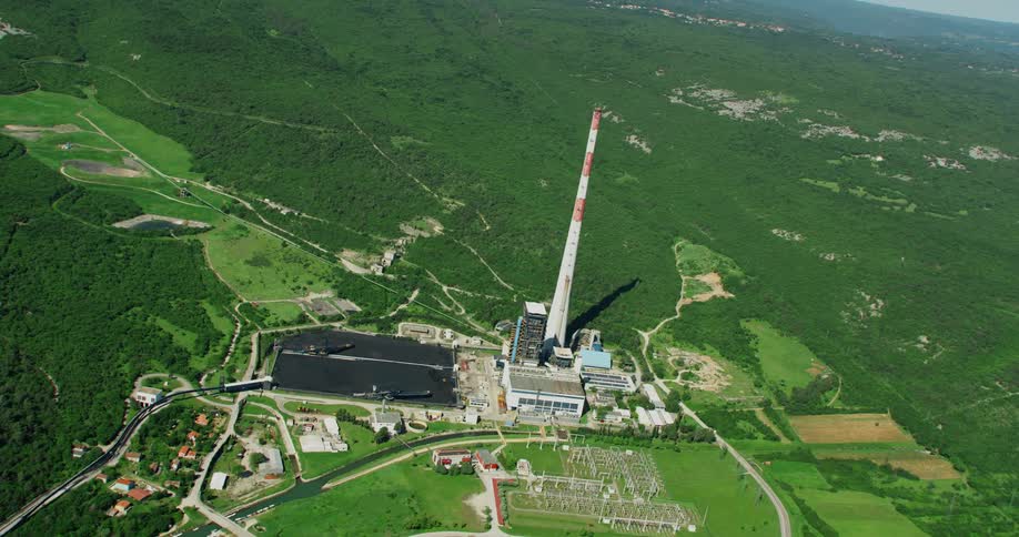 Aerial view of the plomin power station in croatia