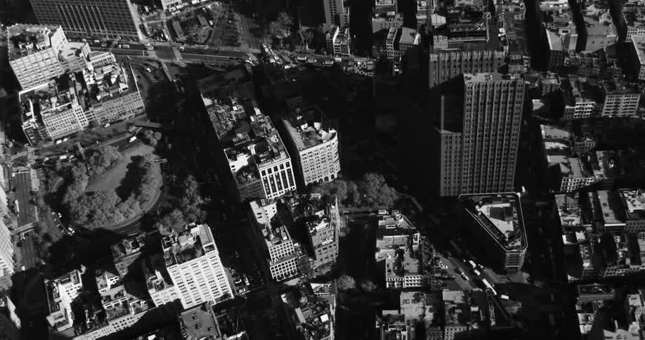 An aerial view of downtown new york city