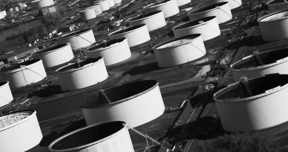 Huge storage tanks at a utility compound