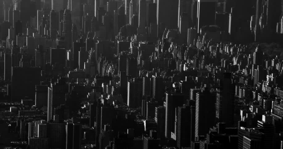 Manhattans skyline in black and white