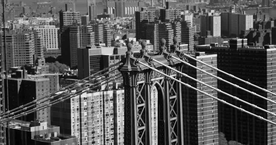 Peak of a bridge and in the background a metropolis