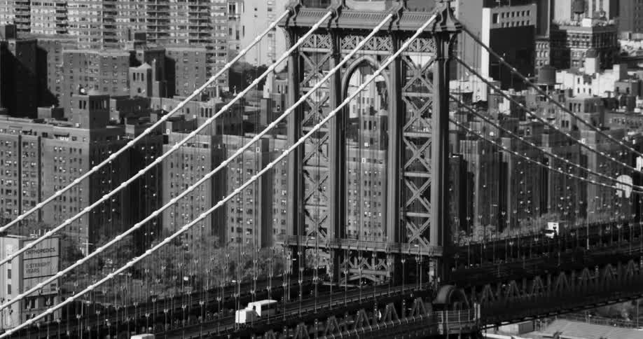 Aerial view of the brooklyn bridge and new york city skyline
