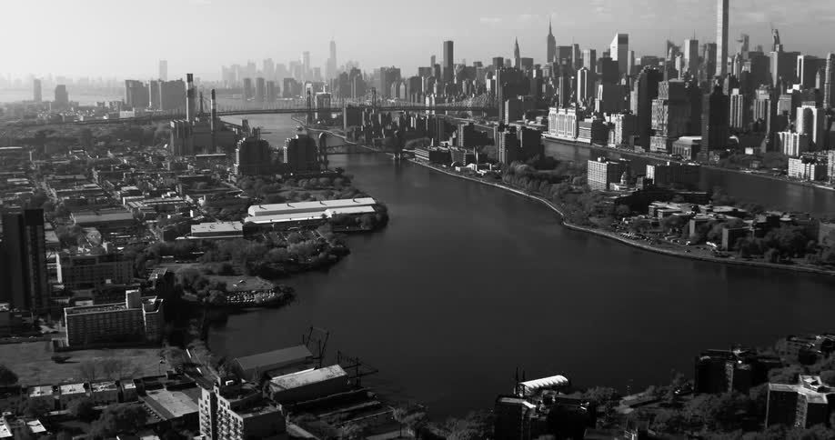 Aerial landscape of a seaside metropolis