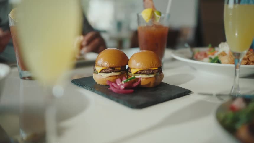 Food and drinks on display on a table