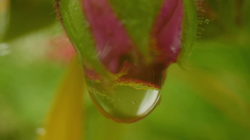 Water drips from the flower