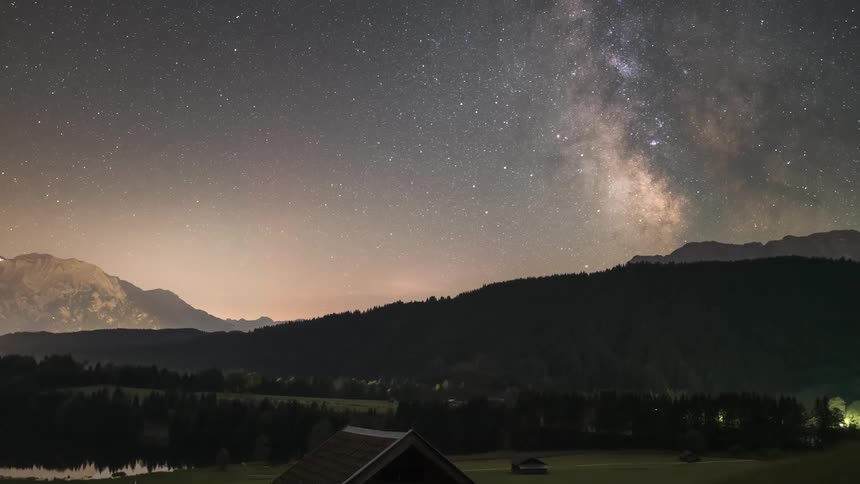 High speed footage of a rural farm landscape and the night sky