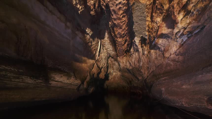 Lake in the middle of a cave