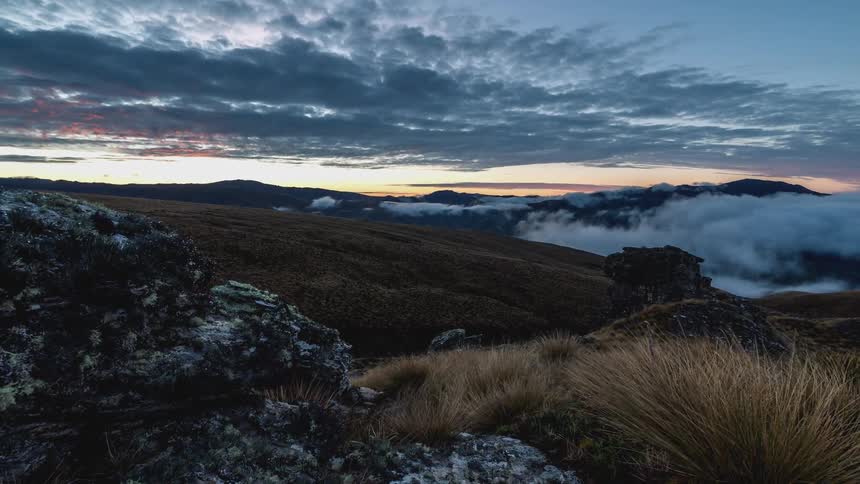 Landscape of hills and mountains like a dawning day