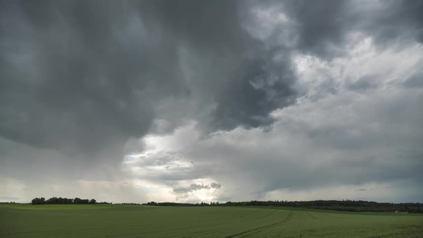 Natural landscape of a greenish field on a cloudy day