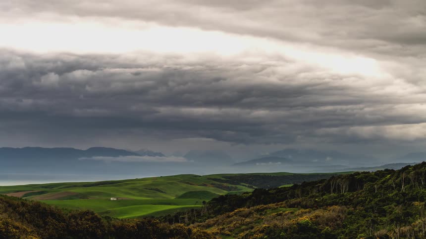 Cloudy day in a natural environment with mountains and hills