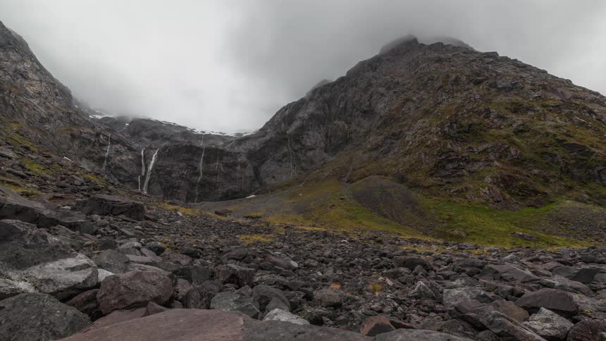 The valley is full of large stones