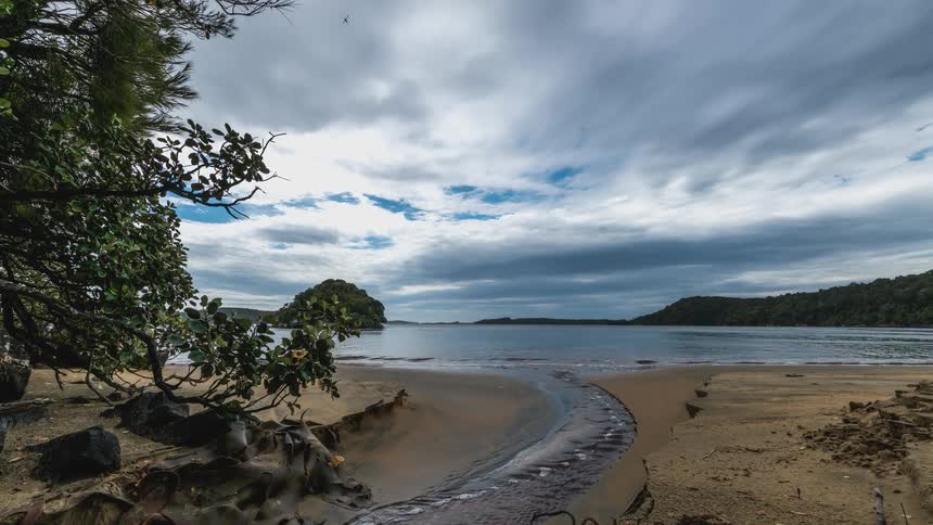 Landscape of a beach on a cloudy day