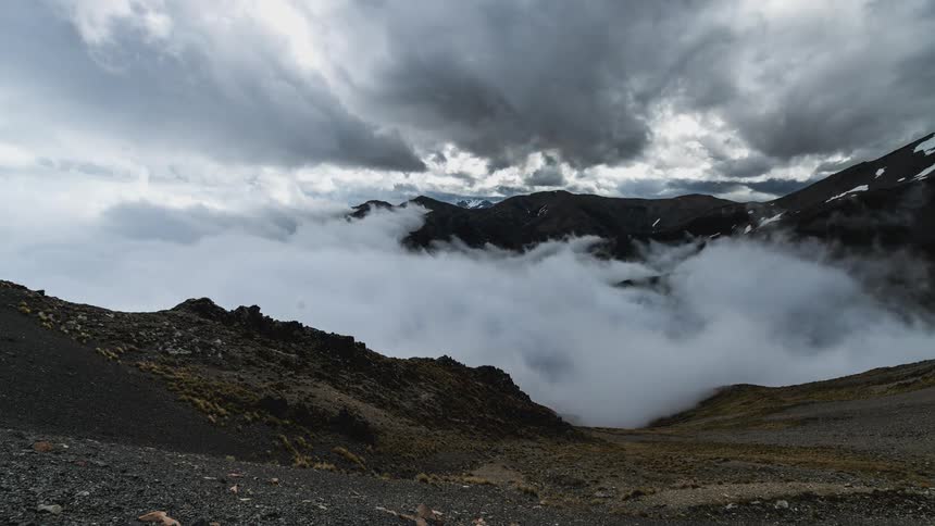 Sea of clouds amidst mountains